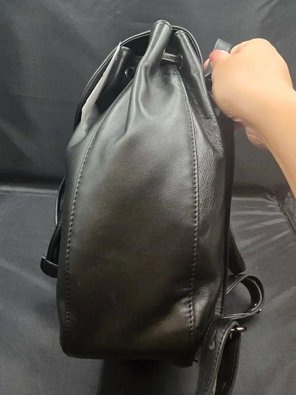 Longchamp Leather Flap Cavalcade Backpack Black